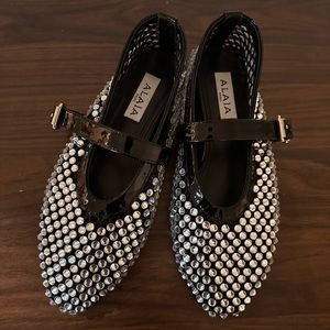 [SOLD] ALAÏA STRASS EMBELLISHED MESH BALLERINA FLATS